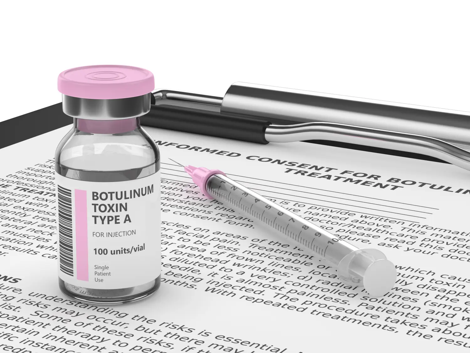 3D-Rendering mit Botulinumtoxin Typ A-Fläschchen